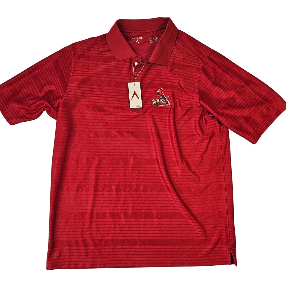 Antigua St Louis Cardinals MLB Red Striped Polo Shirt Mens Large NWT